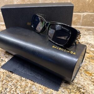 Balenciaga Black Rectangular Sunglasses